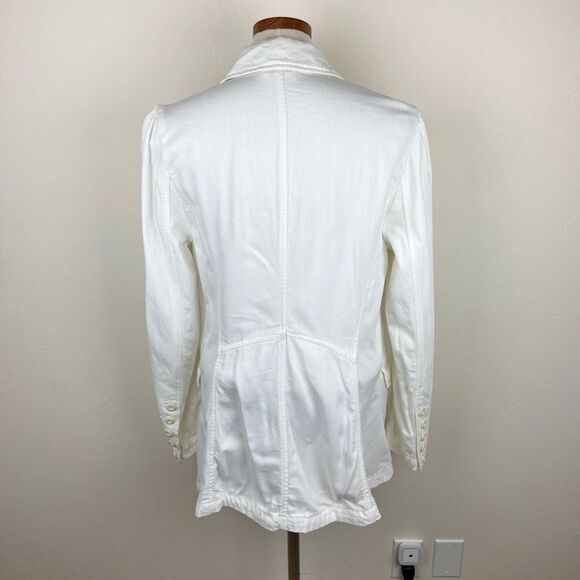 Free People Long Button-Front Collared Overcoat - White - Picture 5 of 6